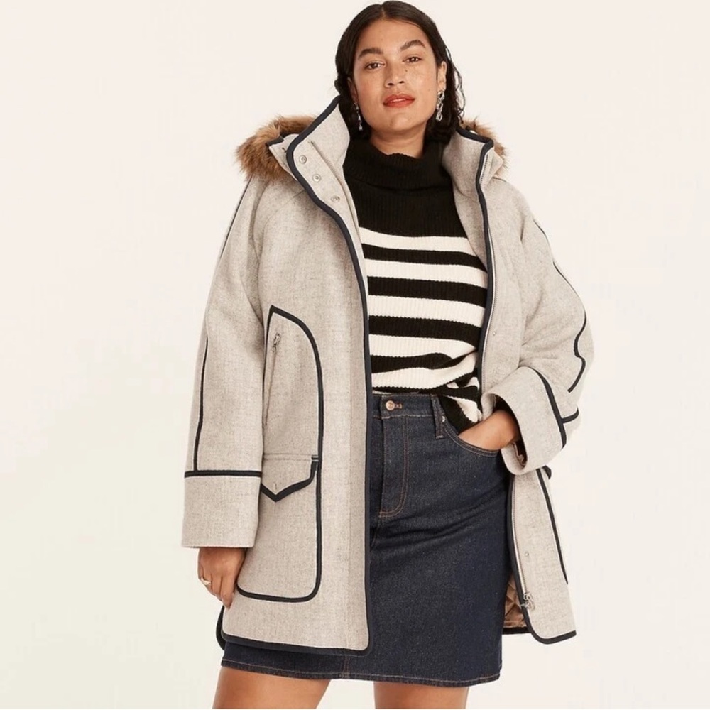 J. Crew Women's Summit Parka Light Gray Stadium Cloth Wool Size 6 NWT